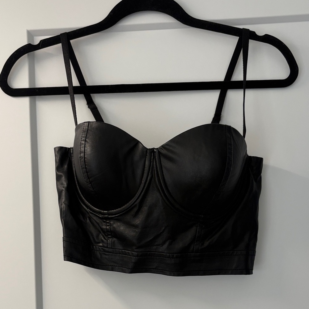Guess Black Leather Bra Top